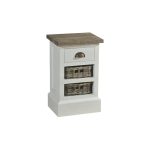 Recycled Teak White Dyed & Koboo Rattan Bedside Albatera