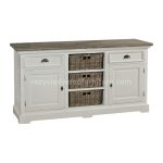 Recycled Teak White Dyed & Koboo Rattan Dresser Albatera