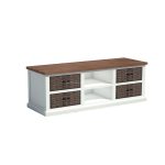 Recycled Teak White Dyed & Koboo Rattan TV Dresser Albatera